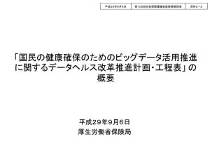 「国民の健康確保のためのビッグデータ活用推進に関するデータヘルス改革推進計画・工程表」の概要のサムネイル