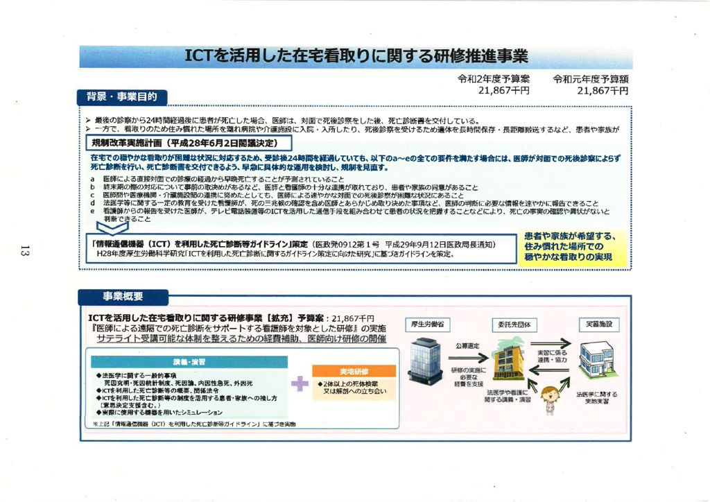 １３ICTを活用した在宅看取りに関する研修推進事業のサムネイル