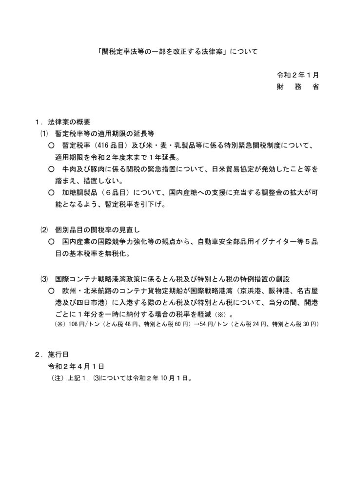 ２１関税定率法等の一部を改正する法律案のサムネイル