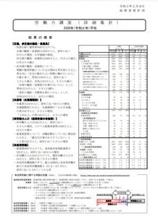 2020年平均の労働力調査結果報告　