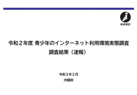令和２年度 青少年のインターネット利用環境実態調査 調査結果（速報）