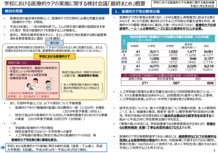 学校における医療的ケアの実施に関する検討会議 最終まとめ