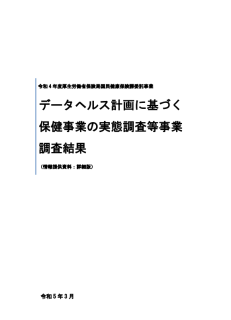 データヘルス計画に基づく保健事業の実態調査等事業調査結果