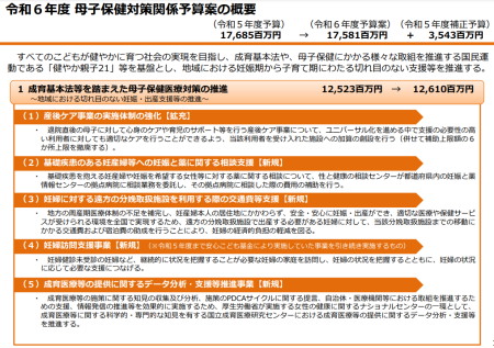 【令和6年度看護関係国家予算案08】母子保健医療対策総合支援事業