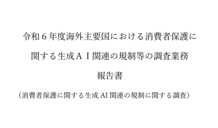 令和6年度海外主要国における消費者保護に関する生成AI関連の規制等の調査業務報告書