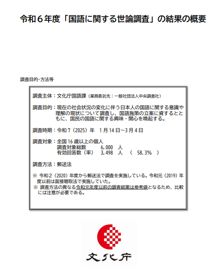 令和6年度「国語に関する世論調査」結果 | 石田まさひろ政策研究会